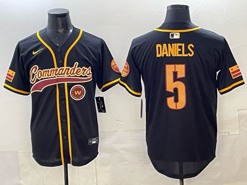 Men 2025 Nike Washington Commanders #5 Daniels Black 3th generation Joint Name Limited NFL Jersey 0011